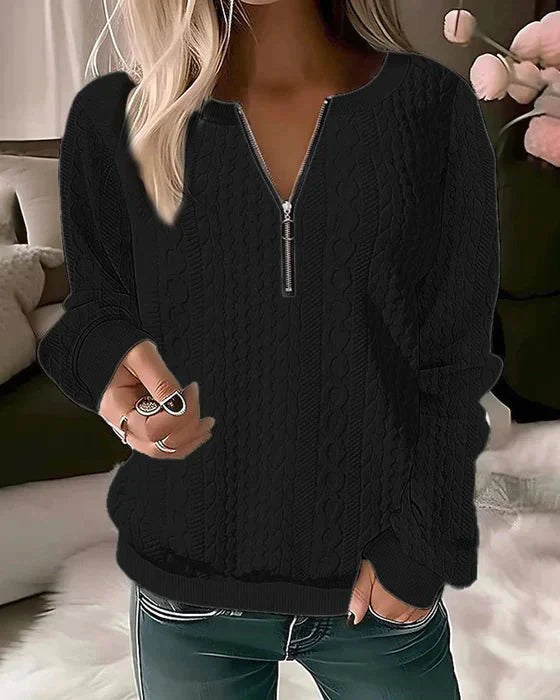 Lucia™ - Einfarbiges Sweatshirt mit Reißverschluss